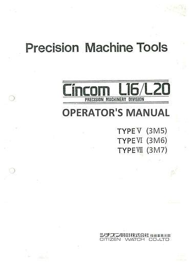 cnc l167 cincom machine manual|Cincom : Machinery Manuals .